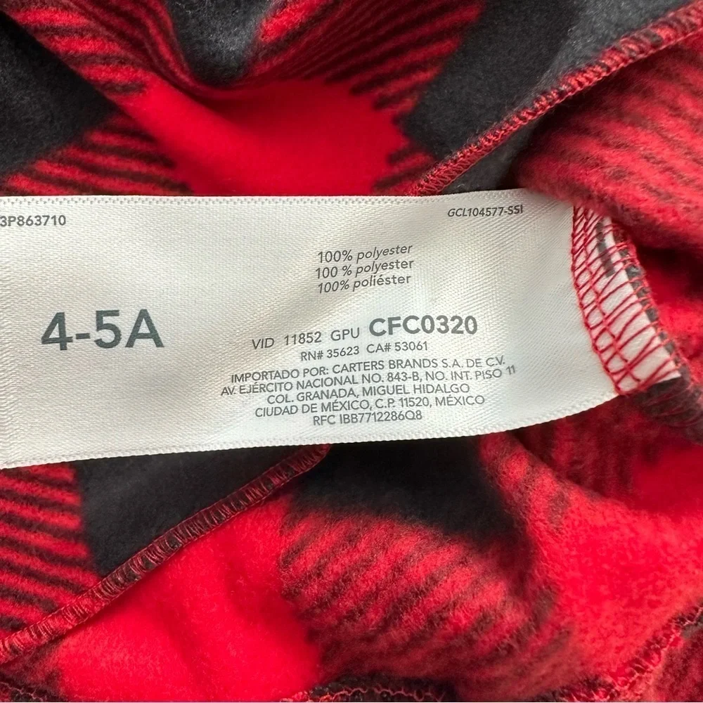 Carter's Red and Black Plaid Girls Nightgown Size 4-5
